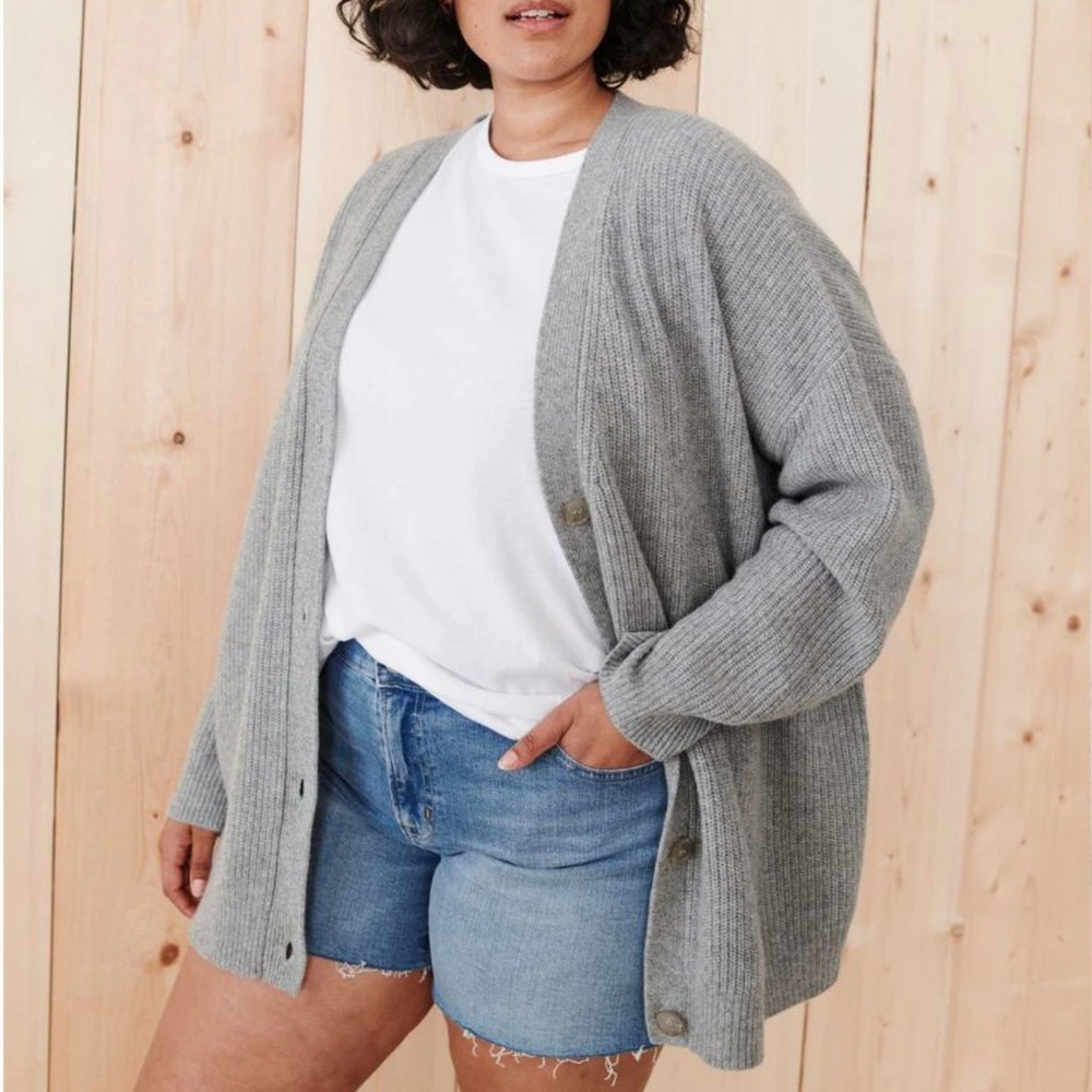 Jenni Kayne Cashmere Cocoon Cardigan M - Heather Gray